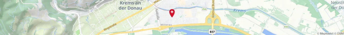 Map representation of the location for Apotheke Mitterau in 3500 Krems an der Donau